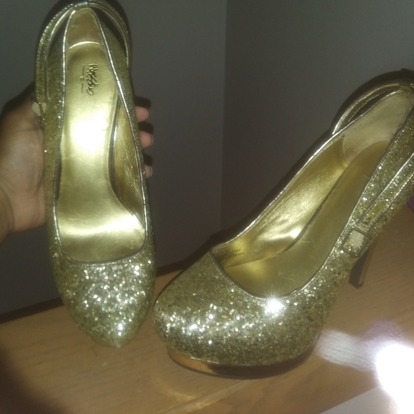 Mossimo Glitter Gold STILETTOS. WOMENS SIZE 7 1/2. - Picture 11 of 14